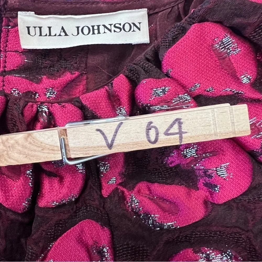 ULLA JOHNSON dress in maroon red jacquard floral size 4 - Picture 13 of 15